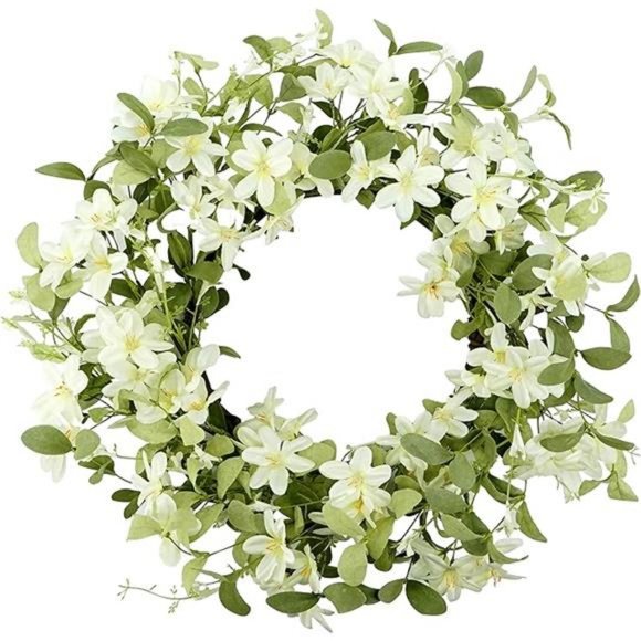 18'' Spring Wreath Summer Wreath for Front Door with Green Eucalyptus Leaves - Picture 8 of 8